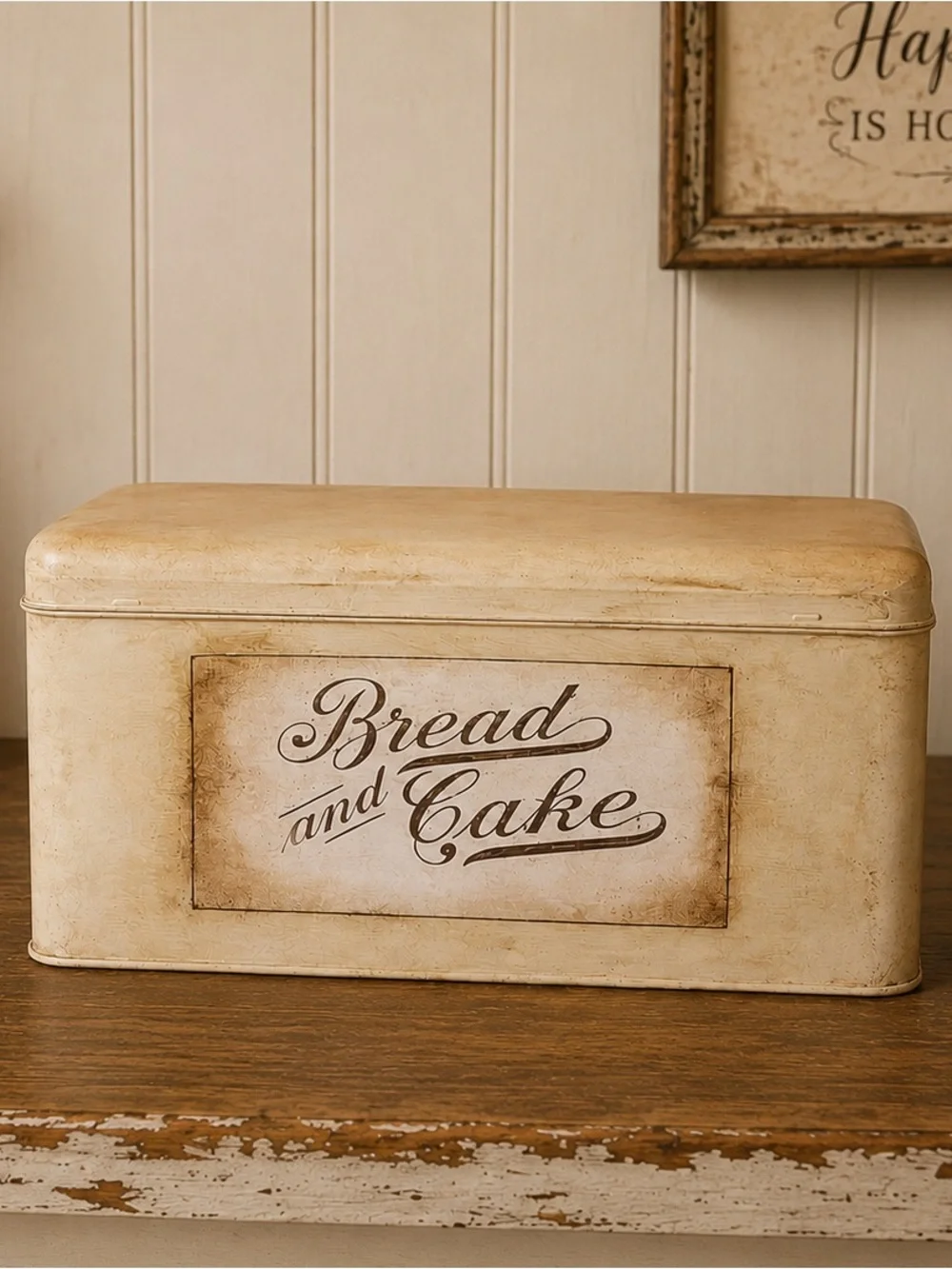 Vintage-Style Cream Bread and Cake Storage Tin
